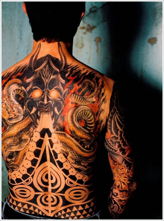 Black  Grey Ink Protector Guardian Angel Fighting Evil Tattoo Design On  Siderib For Men