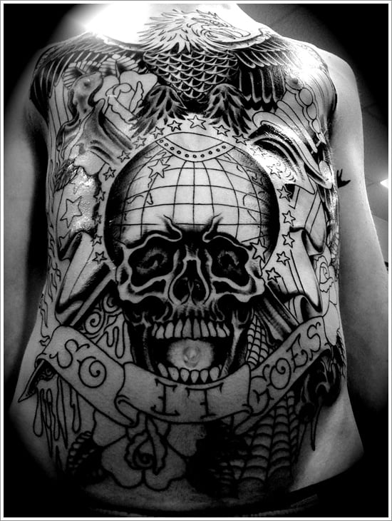 Evil Skull Tattoo Designs dumbbells Tattoodesigns
