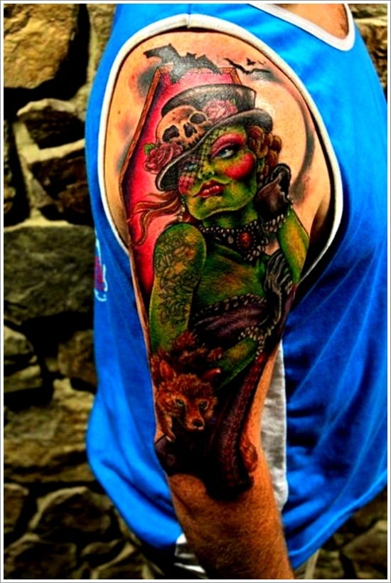 New zombie tattoo Work done by Haubs at big trouble tattoo on San Diego  ca color next time  rtattoo