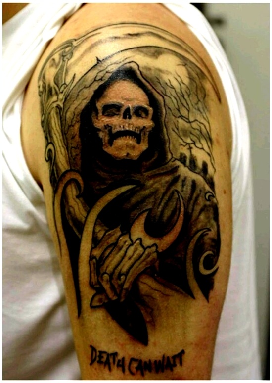 Grim Reaper Black And White Tattoo  TATTOOGOTO