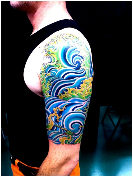 feminine ocean wave sleeve tattooTikTok Search