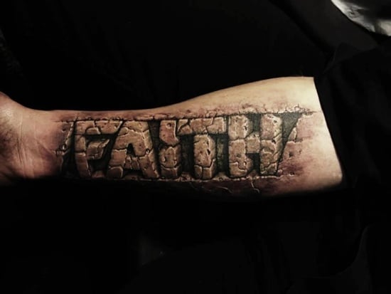 Faith on Forearm thanks Kaci originaldukecityink porkydukecityink  script lettering blackandgray blacka  Forearm tattoo men Forearm  sleeve tattoos Tattoos