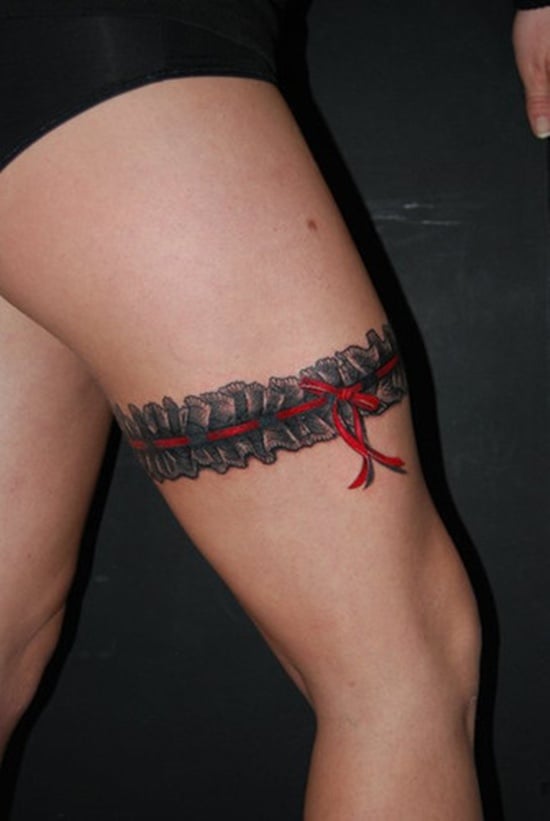 Sexy rose with lace garter tattoo design  World Tattoo Design