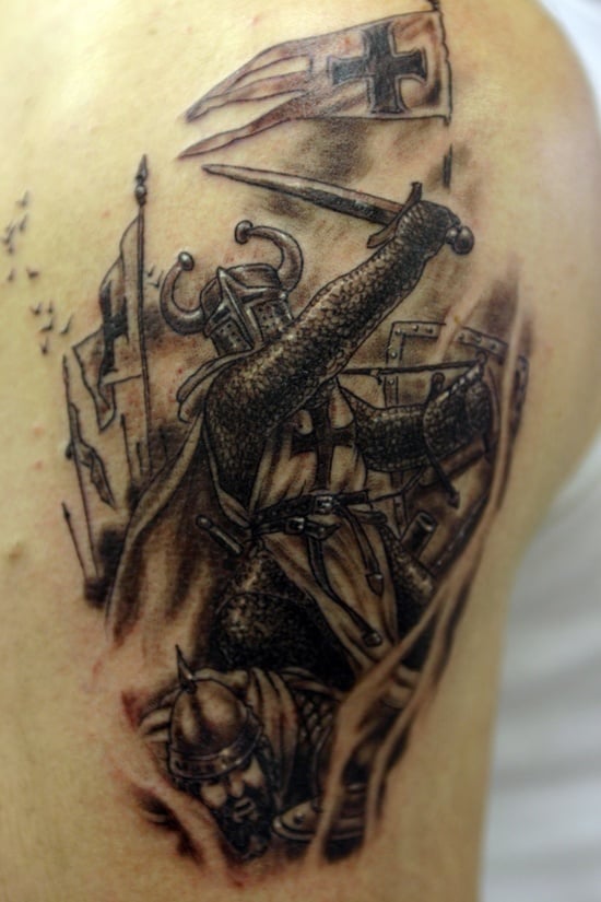 Tattoo of Dragon & Koi, Warrior tattoo - custom tattoo designs on  TattooTribes.com
