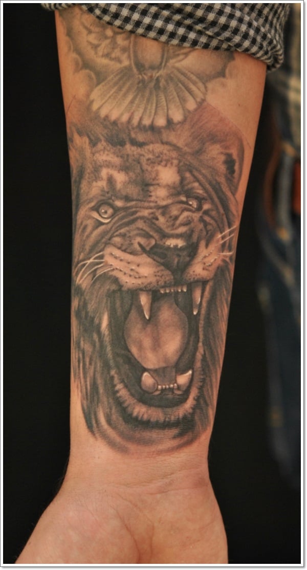 Lion Portrait Full Back Tattoo
