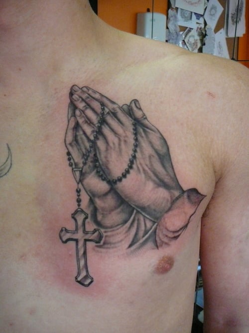 Religious Praying Hands Chest Piece  Tattooed by Lou Bragg  YouTube
