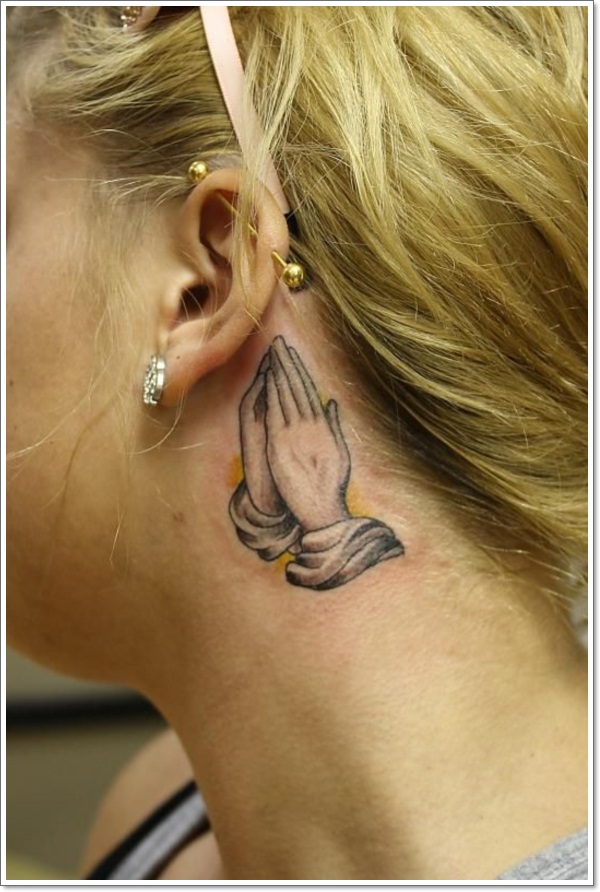 praying hand tattoo behind the earTikTok Search