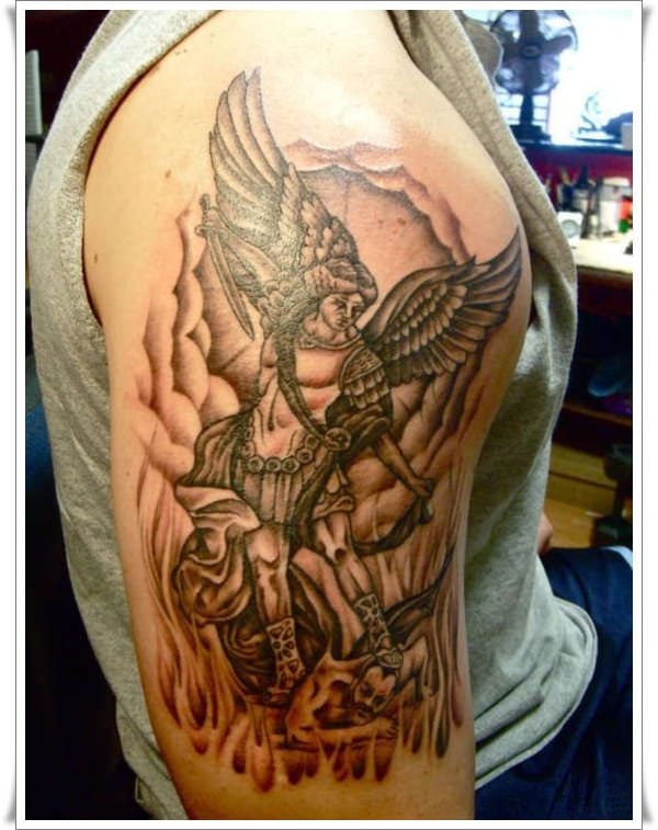 Update Finished my St Michael halfsleeve added background Done by  Phillip at Phat Buddha in Markham Canada  rtattoos