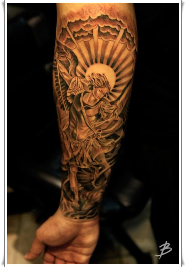 st michael the archangel tattoo sleeve