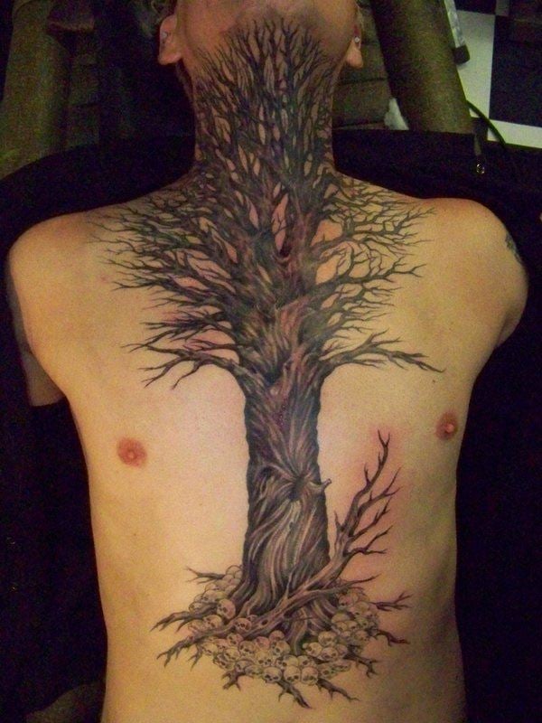chest tree of life tattoo design  Design of Tattoos  Tatuagem carvalho  Tatuagem arvore Tatuagem de árvore