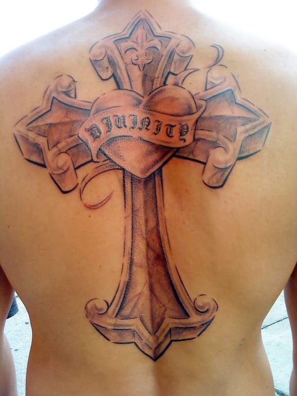 back tribal cross tattoos