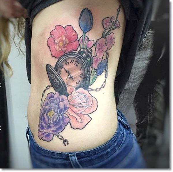 alice in wonderland broken pocket watch tattoo