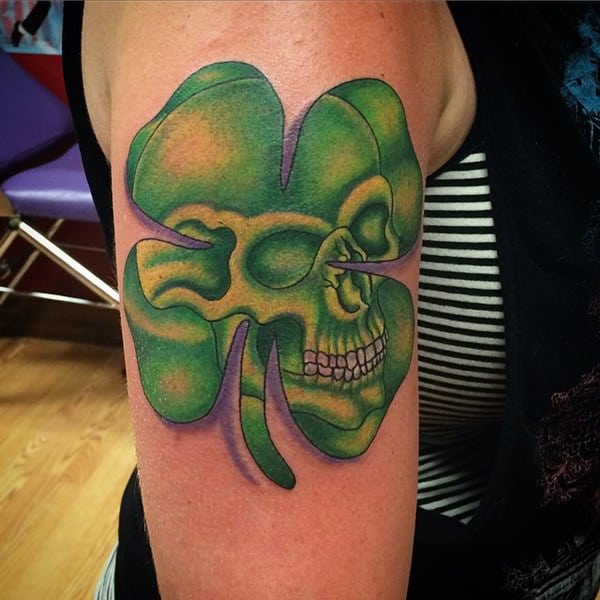Skull four leaf clover tattoo  Shamrock tattoos Cool tattoos Clover  tattoos