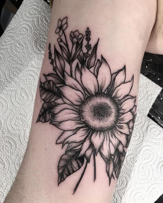 black  grey sunflower tattoo ideas  KickAss Things